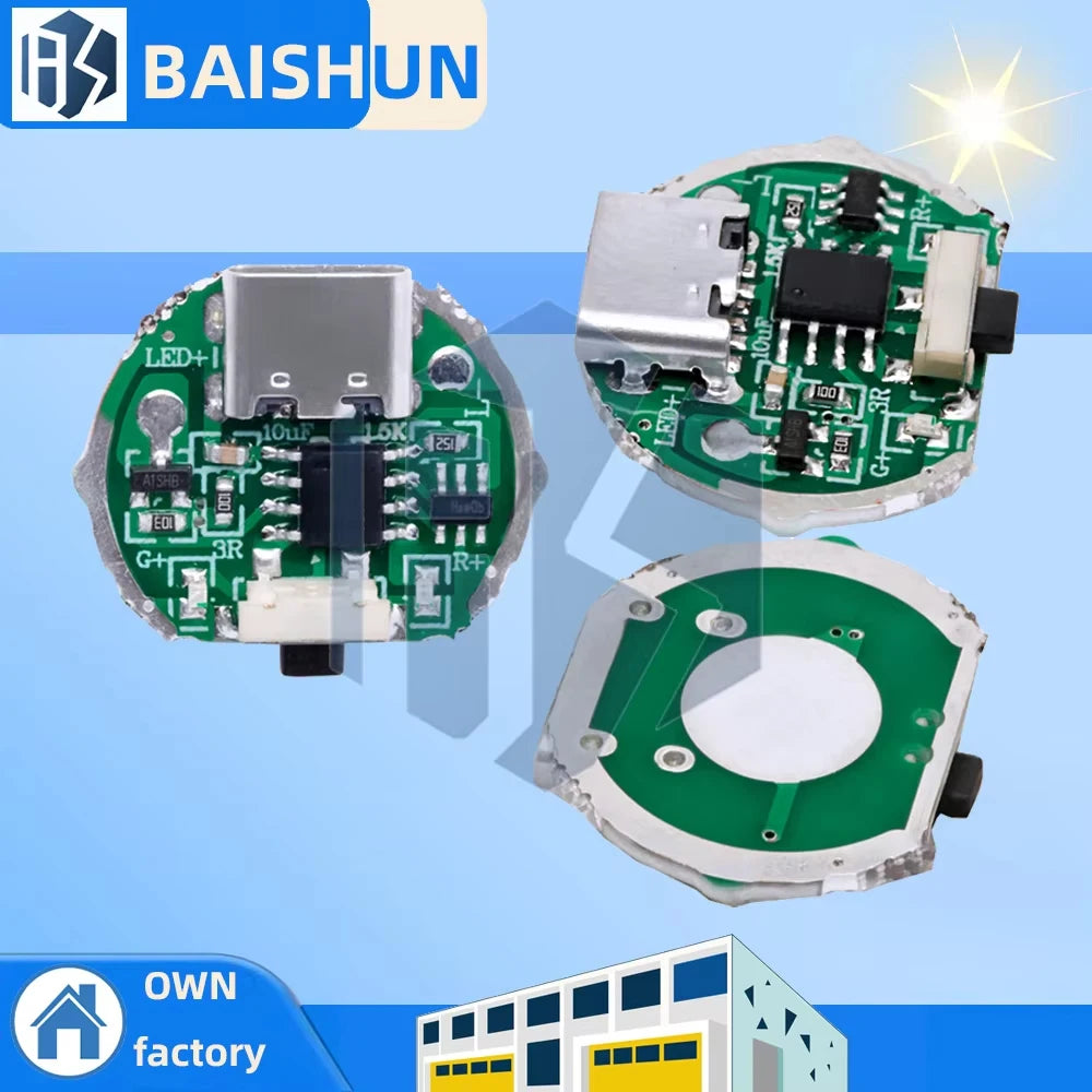 10W LED Flashlight Driver Board (1/5PCS): IC-Integrated with 2-Speed Operation, Switch & Charging Support Zpaxo 5pcs
