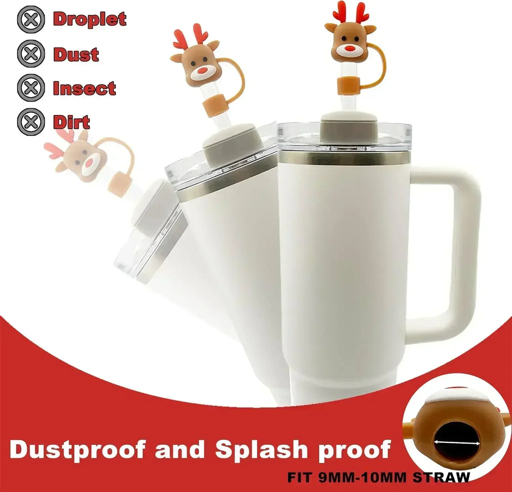 Christmas Straw Covers Caps Tumblers Dustproof Toppers Cups 30 Cup