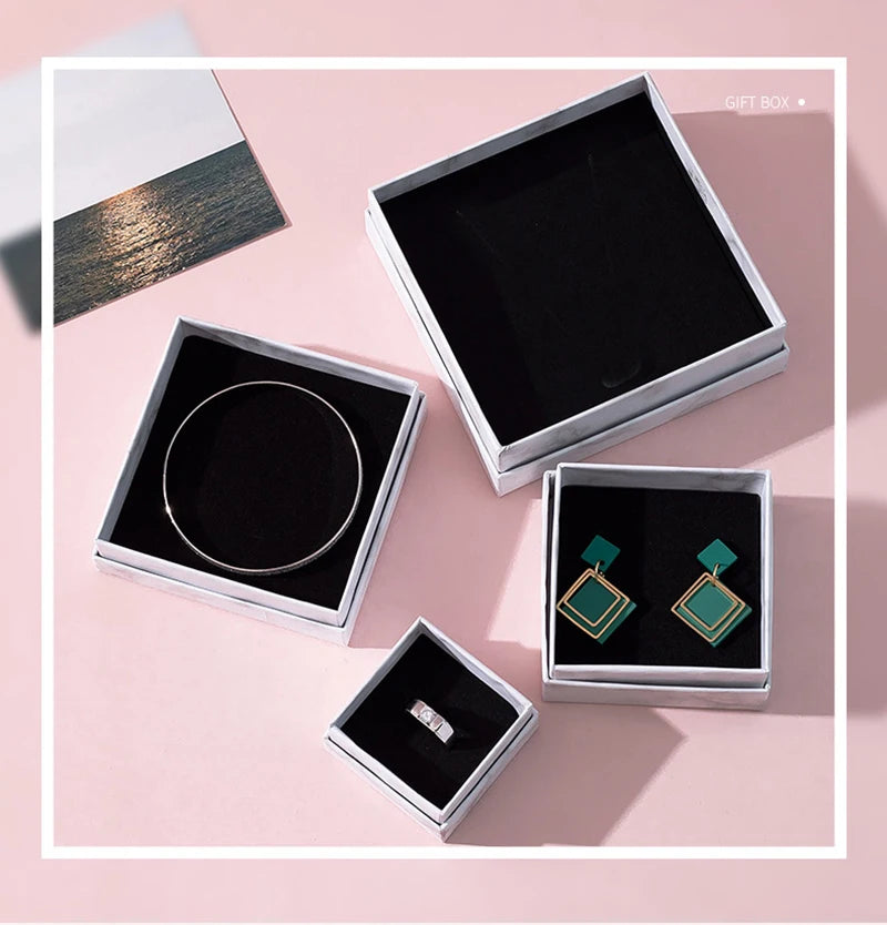 Marble Jewelry Gift Box – Ring, Necklace & Earring Packaging