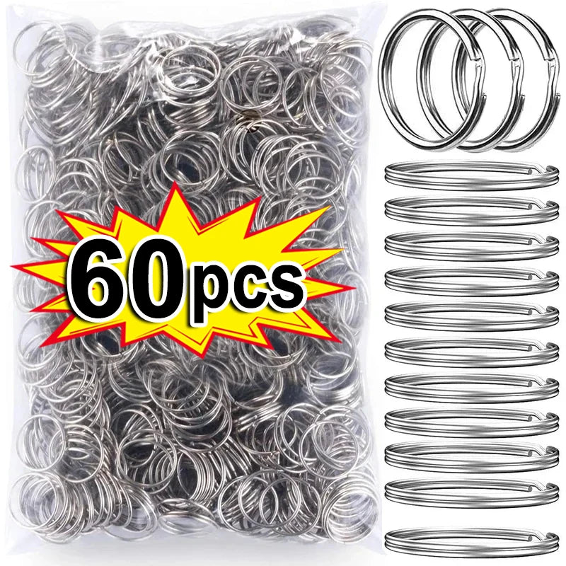 20-200pcs Stainless Steel Key Ring Key Chain 25mm Round Flat Round Split Keychain Polished Metal Blank Circle For DIY Findings Zpaxo 60 pcs