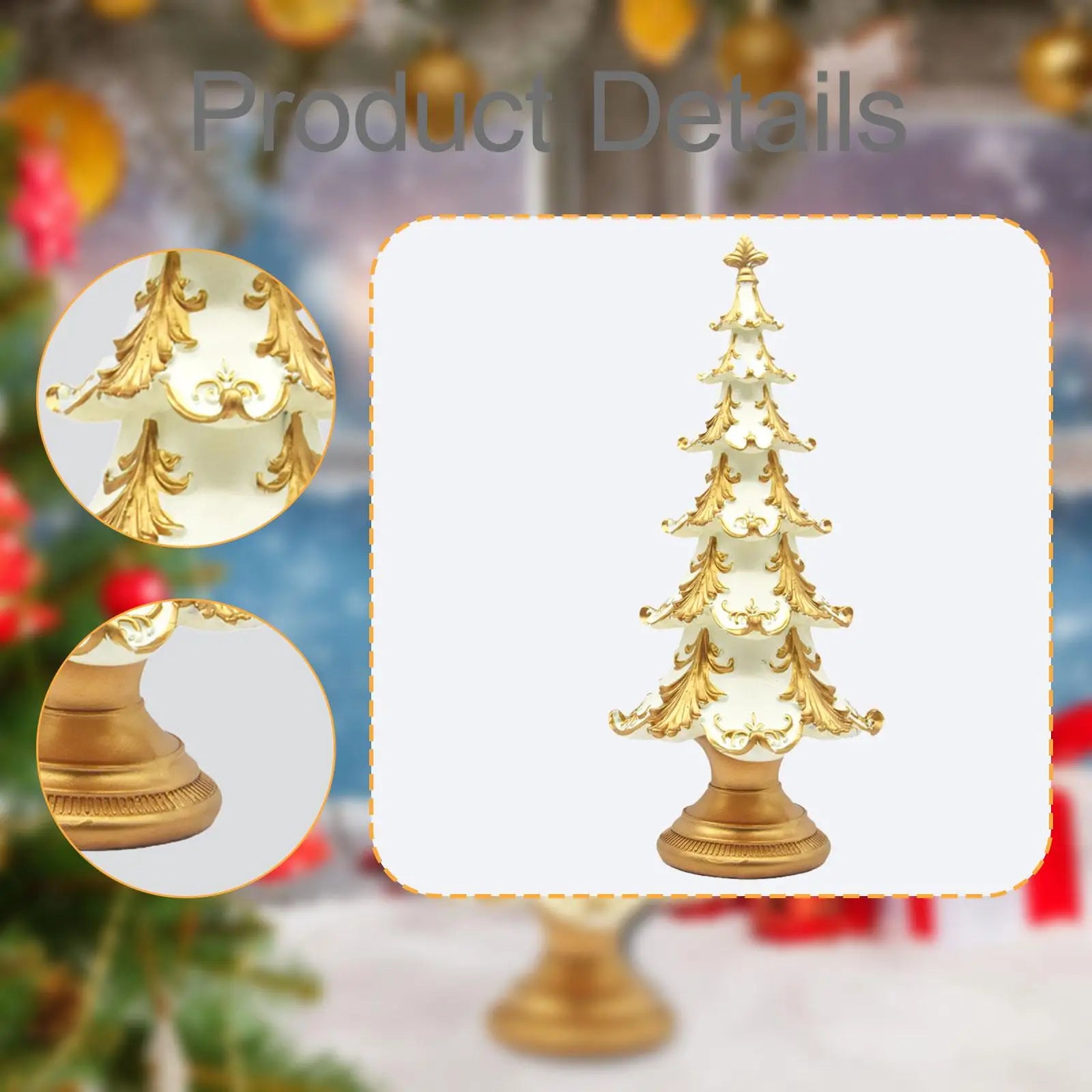 Resin Christmas Tree Figurine – Rustic Xmas Table Centerpiece Christmas Figurine Zpaxo