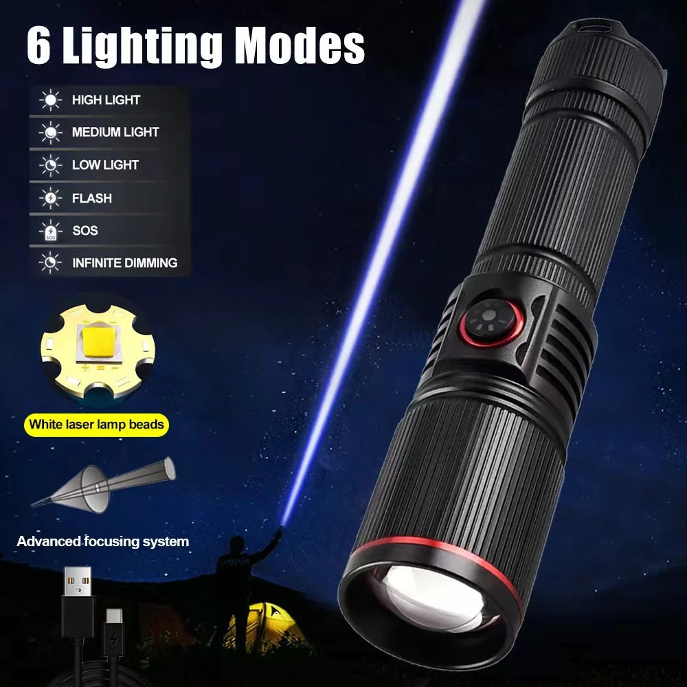 POCKETMAN 8000LM Tactical Zoomable LED Flashlight – 6 Modes Tactical LED Flashlight Zpaxo
