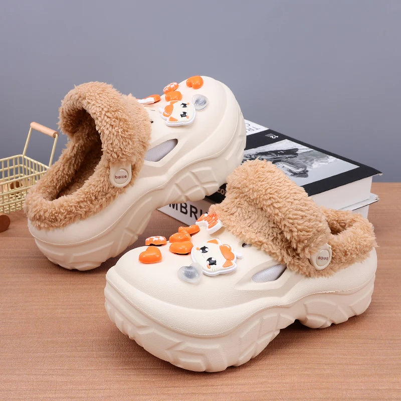 Winter Women EVA Waterproof Home Slides Shoes Classic Couple's Cotton