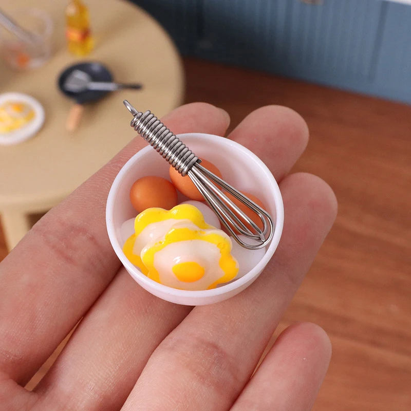 Miniature Frying Pan Egg Beater Bowl DIY Dollhouse Decor Simulation Zpaxo