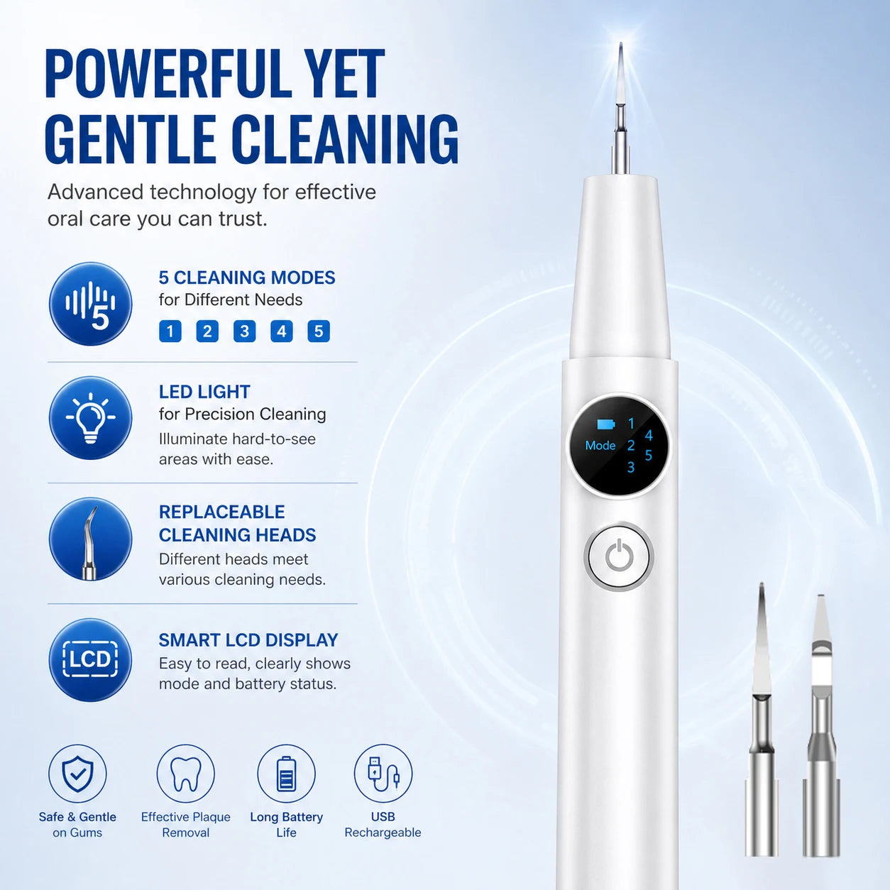 Ultrasonic Dental Scaler Electric Teeth Cleaner Sonic Teeth Plaque Cleaner Dental Stone Removal For Tartar Stain Cleaning Tools Zpaxo