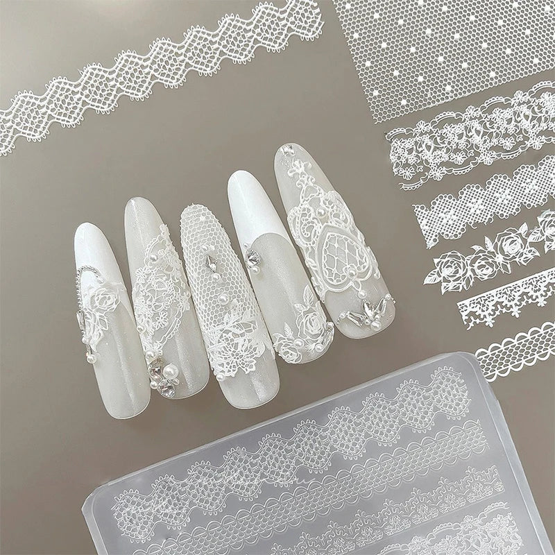 3D Lace Rose Silicone Nail Art Molds Hollow French Mesh Charms Nails Zpaxo