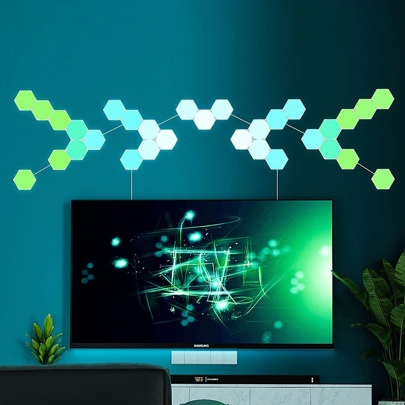 Smart LED RGB Wall Lamp Hexagonal Quantum Night Lights APP Bluetooth Zpaxo