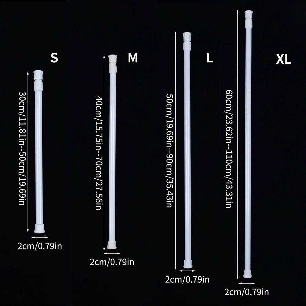 3Pcs Adjustable Tension Rods Extendable Wardrobe Rack Spring Curtain Rod for Bedroom Cupboard Organizer No Drilling Hanging Rods Zpaxo
