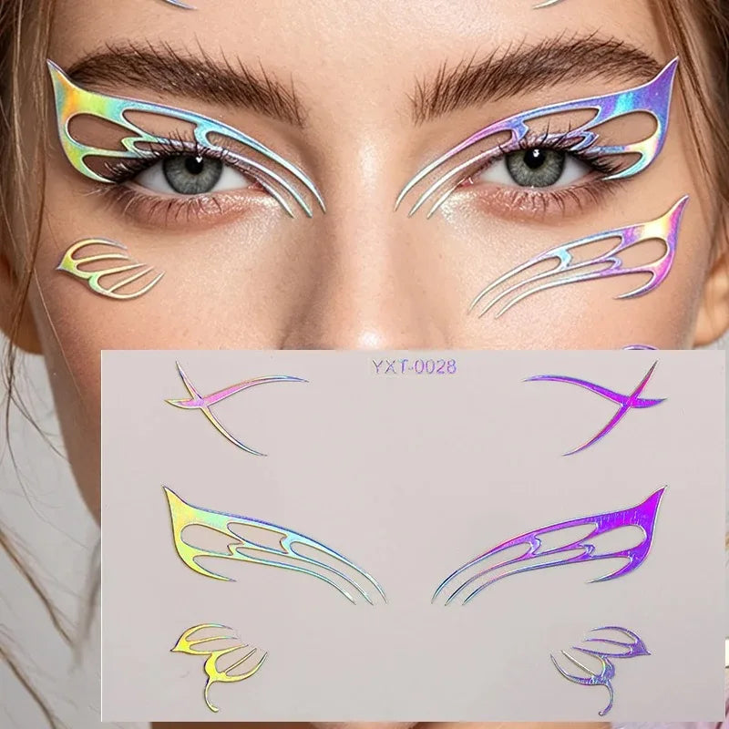 Colorful Eyes Makeup Stickers Laser Eyeliner Eyebrows Face Art