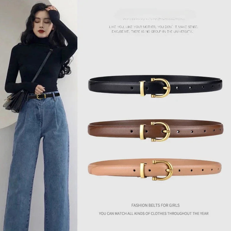 Luxury Designer Women Belt Leather Female Fashion Metal Buckle