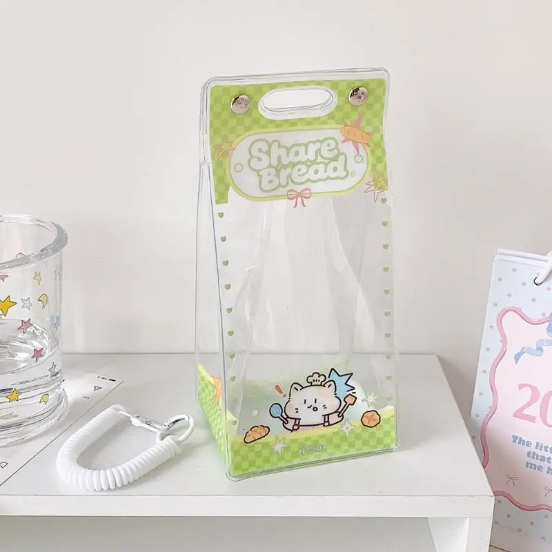 Clear Dustproof Kawaii Doll Display Bag Cute Cartoon Printed PVC Zpaxo Green