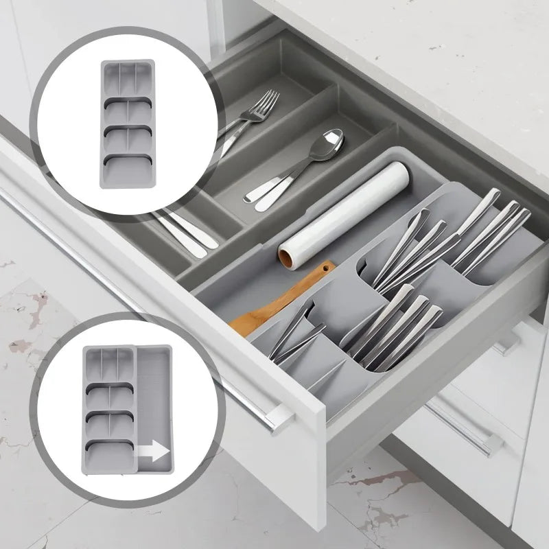 LIUSHADUOLA Kitchen Drawer Cutlery Storage Tray Knife Holder Spoon