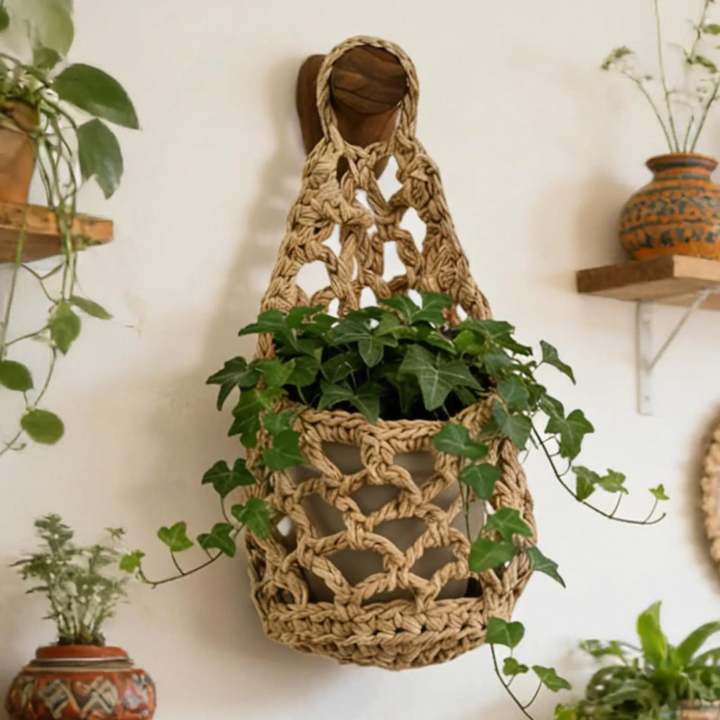 Boho Macrame Plant HangerBasket for Succulents Cotton Rope Woven Hanging Basket with Net Pouch Home Decoration Organizer Zpaxo