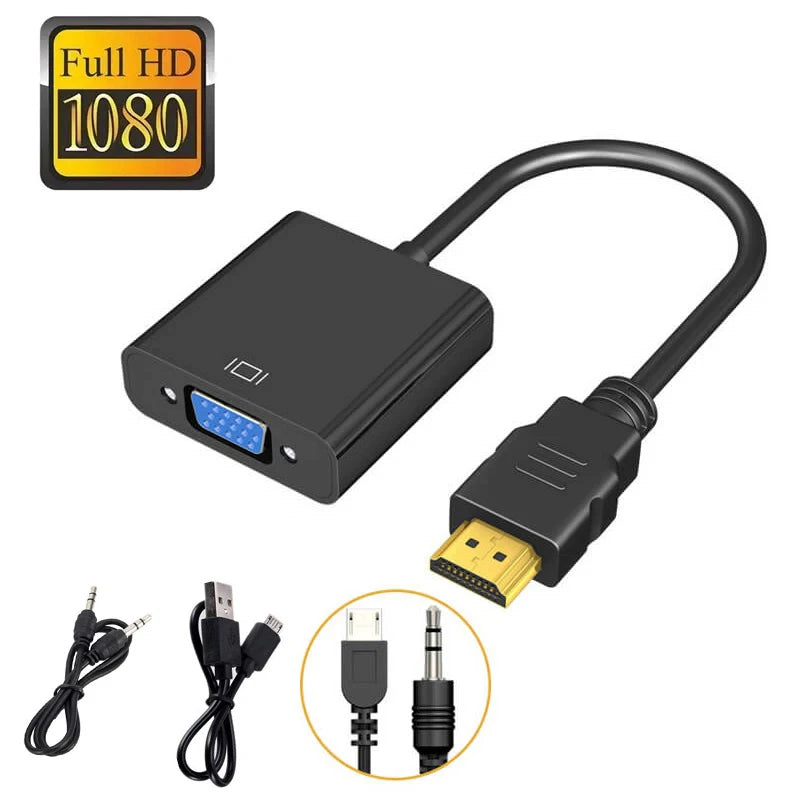 1080P HDTV To VGA Cable Converter With Audio Power Supply HDTV Male To VGA Female Converter Adapter For Tablet Projector PC TV Zpaxo