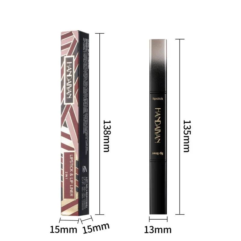 Double-ended Rose Red Lip Liner Lipstick Pencil Moisturizing Matte