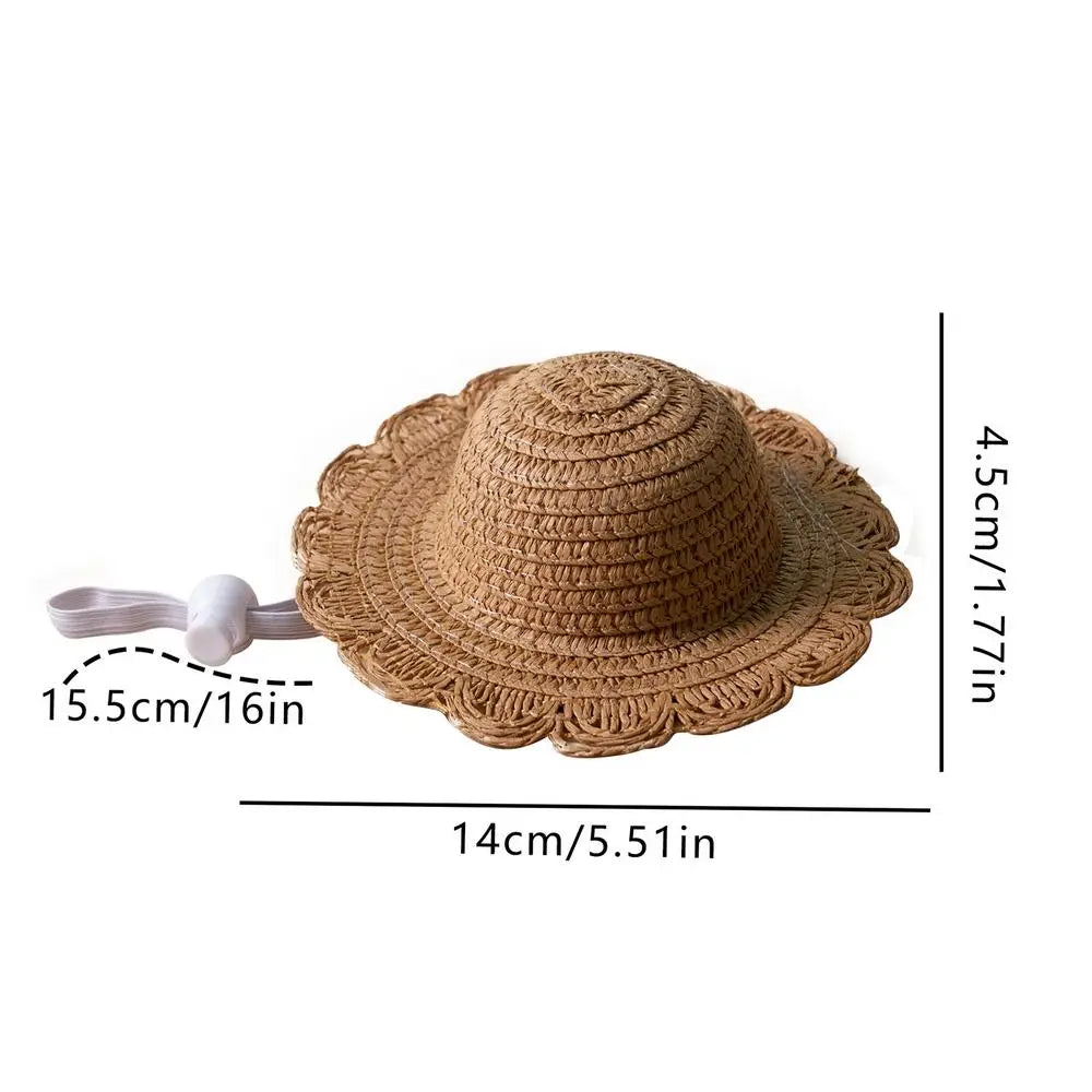 Dog Straw Hat Cute Adjustable Pet Woven Hat Dog Decorative Hat Photo Prop Dog Cat Sunshade Caps Run Straw Hat For Small Dog Cat Zpaxo Dark Coffee