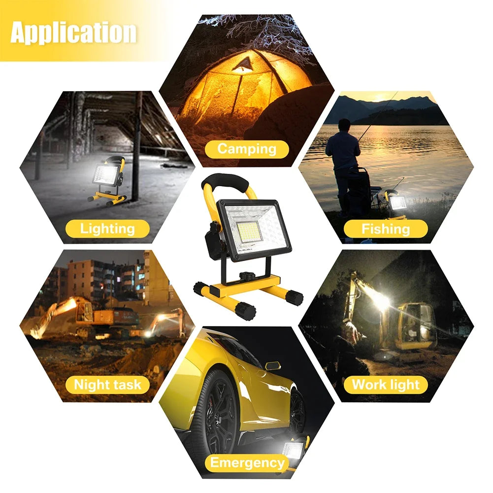 ESMARTER 30W COB LED Rechargeable Floodlight – IP65 Portable Lamp