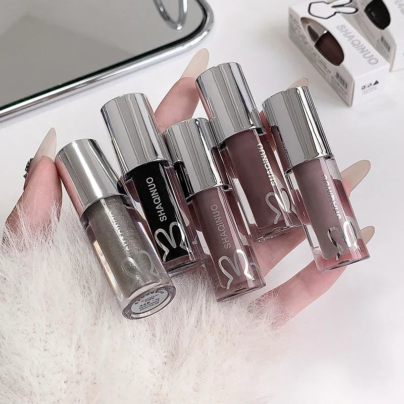 Water Light Mirror Moisturizing Lip Gloss Punk Black Silver Fine Flash Low Saturation Lip Glaze Long-lasting Nude Lip Makeup Zpaxo