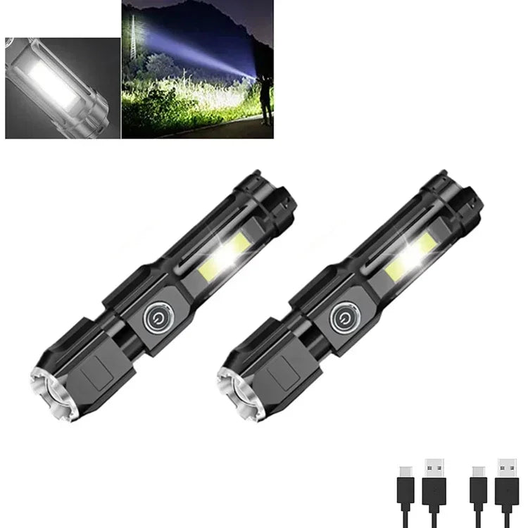 KDULIT LED Flashlight Rechargeable Zoomable Torch COB Lantern