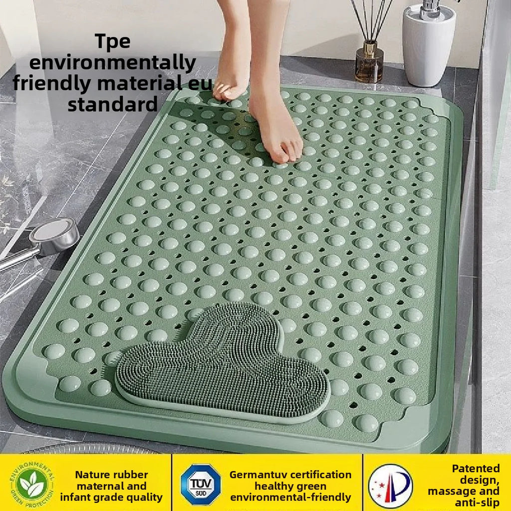 Non-Slip Shower Bath Mat with Massage Particles, Strong Suction Cup Bathroom Floor Mat, Quick Drain Waterproof Safety Mat for Sh Zpaxo