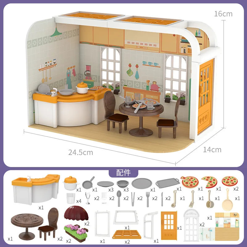 Dollhouse Miniature Furniture Living Room Bedroom Bathroom Doll House Zpaxo Kitchen Sun Room