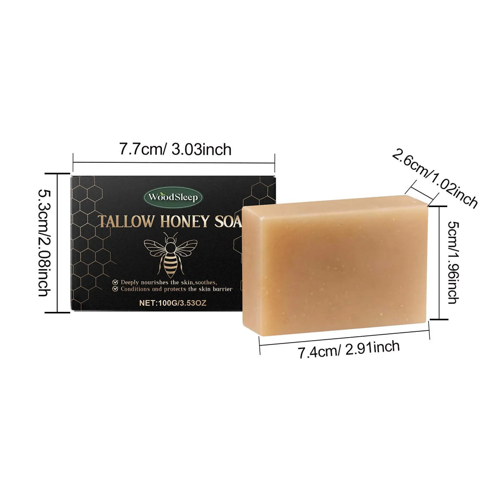 Hoygi Tallow & Honey Soap Bar – Face & Body Moisturizing Cleanser Facial Bar Soap Zpaxo 100g Boxed