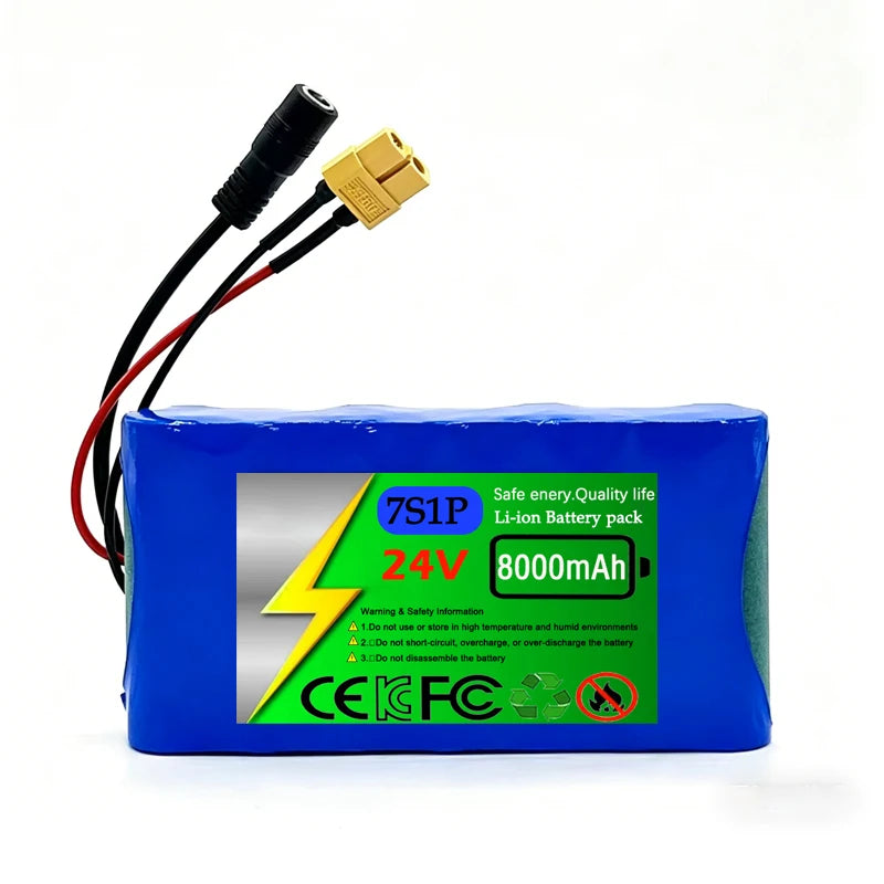 7S1P -24V 18650rechargeable Lithium Battery Pack 8000mAh with BMS Protection Board 29.4V 2A Charger Monitoring Unicycle Battery Zpaxo