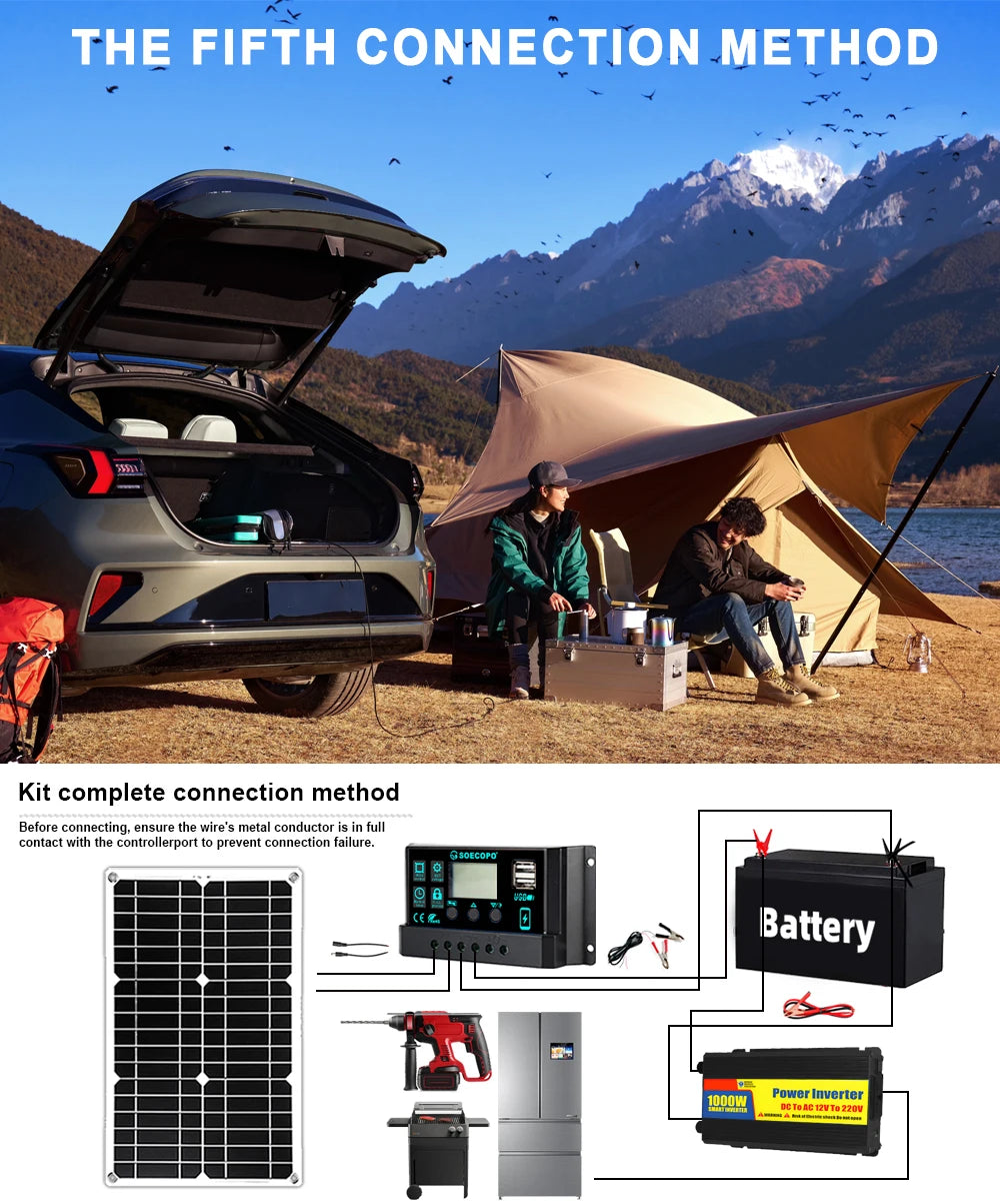 1000W complete solar off-grid system - solar panels, 1000W inverter and 30A controller for home RV and camping DC 12V To 220v Zpaxo