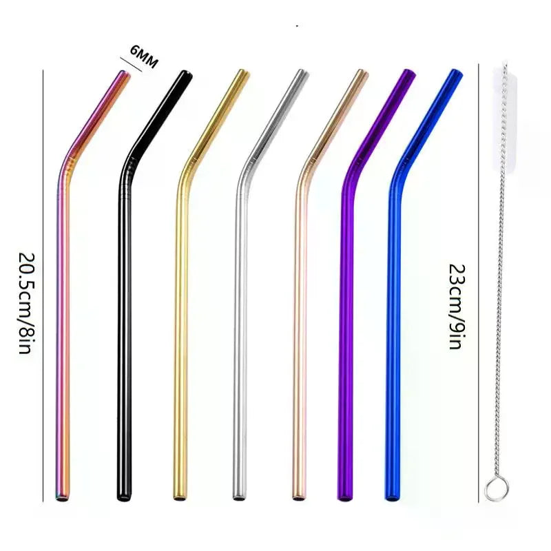 Stainless Steel Straw Reusable Metal Drinking Cleaner Brush Home Zpaxo