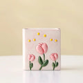 Tulip Ceramic Pen Holder Book-shaped 3D Relief Storage Makeup Brush