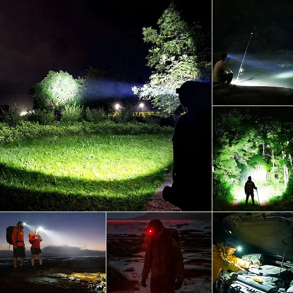 COB LED Headlamp 7-Mode USB Rechargeable – Camping & Hiking