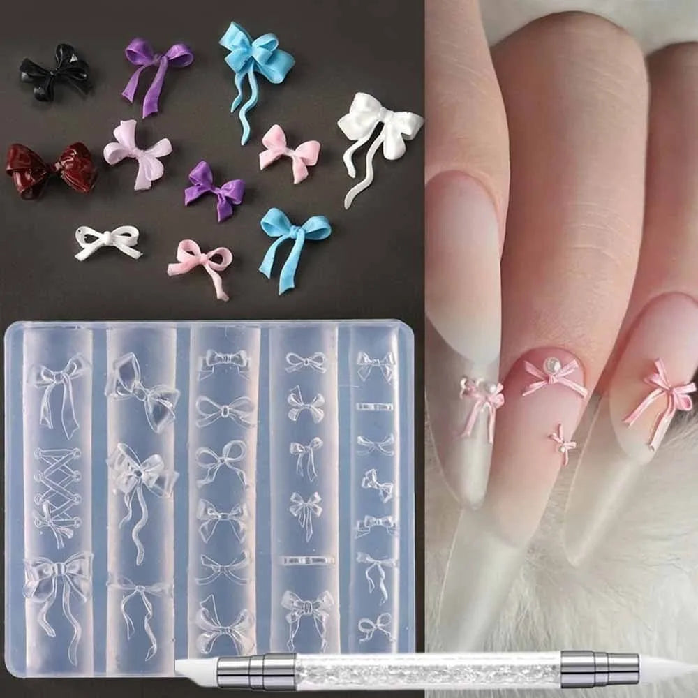 Clear Silicone Nail Carving Mold 3D Design 5-Petal Flower Art Molds Zpaxo