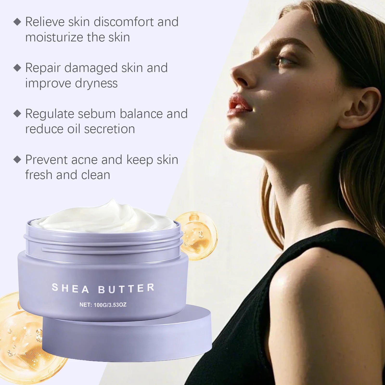 Repairs Damaged Skin Shea Butter Moisturizing Cream Regulates Sebum Balance Reduces Oil Secretion Prevents Acne Skincare Cream Zpaxo