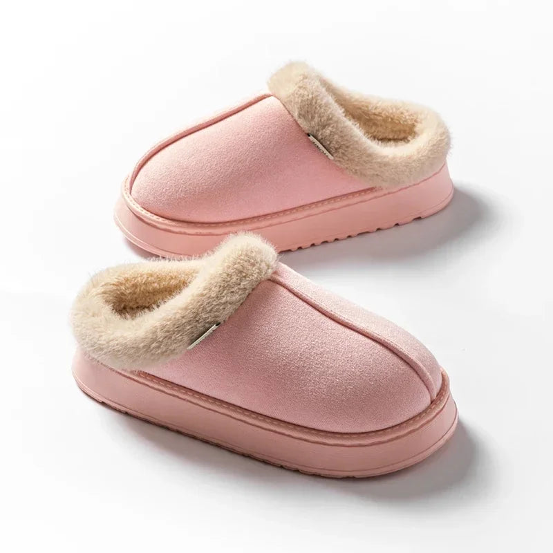 Women Fluffy Slippers Autumn Winter Indoor EVA Thick Sole Anti-slip Zpaxo 44-45 Pink