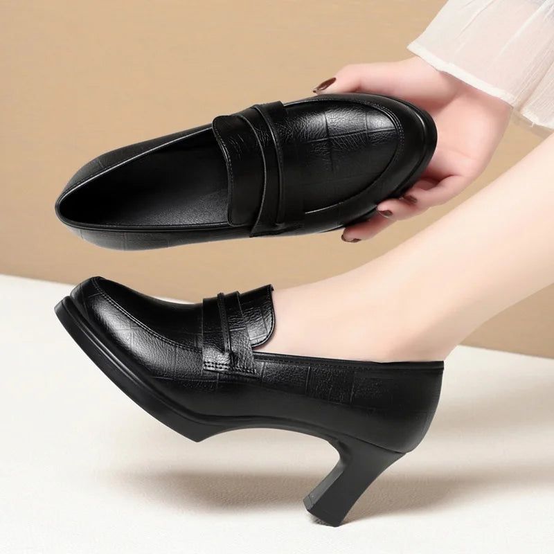 CINESSD 2023 Spring Ladies Leather Shoes Fashion Soft Sole Zpaxo
