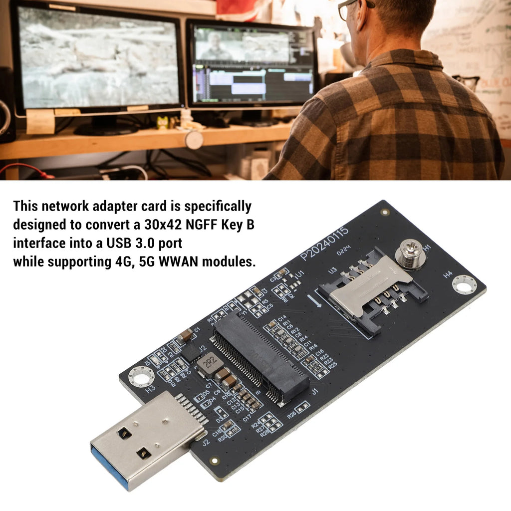 Network Adapter Card NGFF M 2 Keyb USB3 0 WWAN Module SIM Slot
