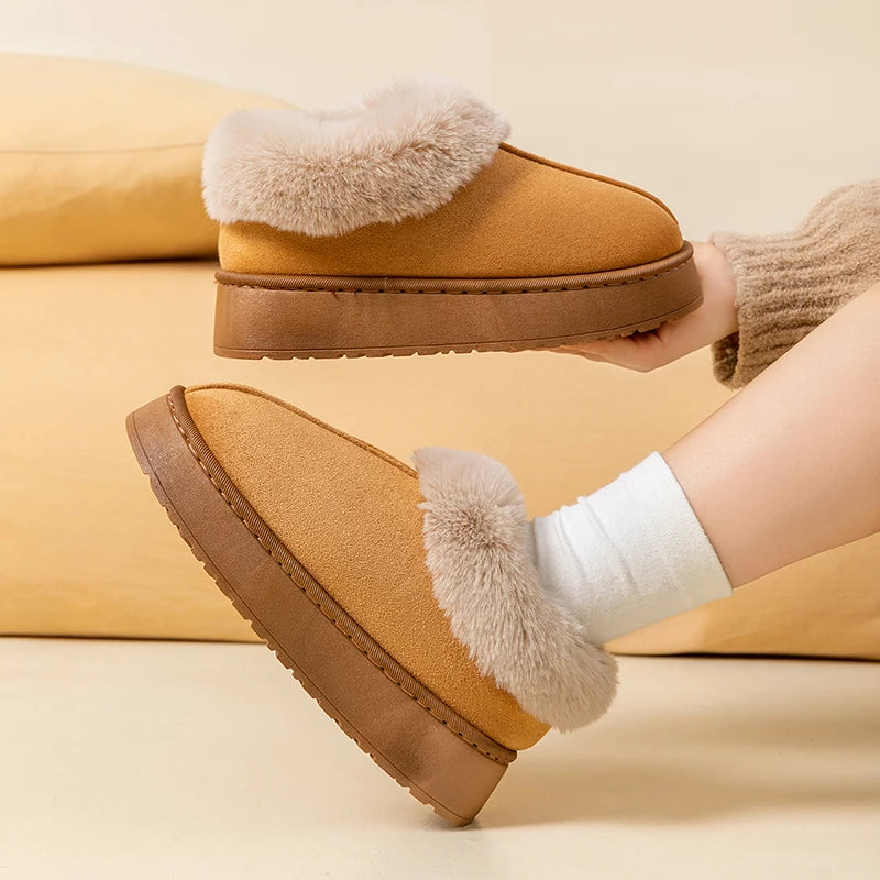 Winter Women Shoes Fashion Snow Boots Fluffy Plush Faux Fur Soft