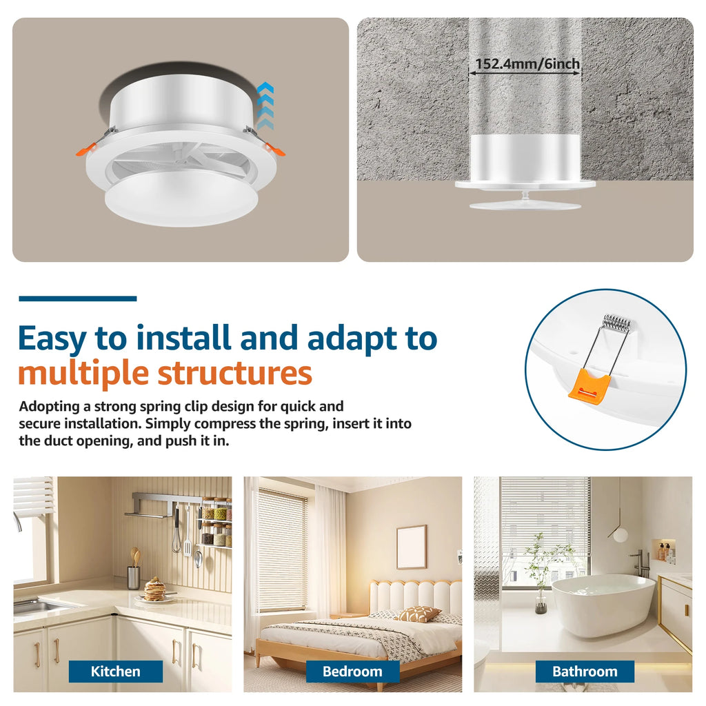 Round Vent Cover with Adjustable Panel & Removable Mesh Screen ABS Ceiling Diffuser for HVAC, Bathroom, Kitchen, Wall and Duct A Zpaxo