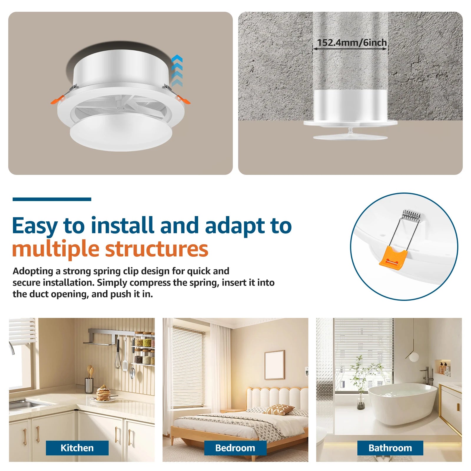 Round Vent Cover with Adjustable Panel & Removable Mesh Screen ABS Ceiling Diffuser for HVAC, Bathroom, Kitchen, Wall and Duct A Zpaxo