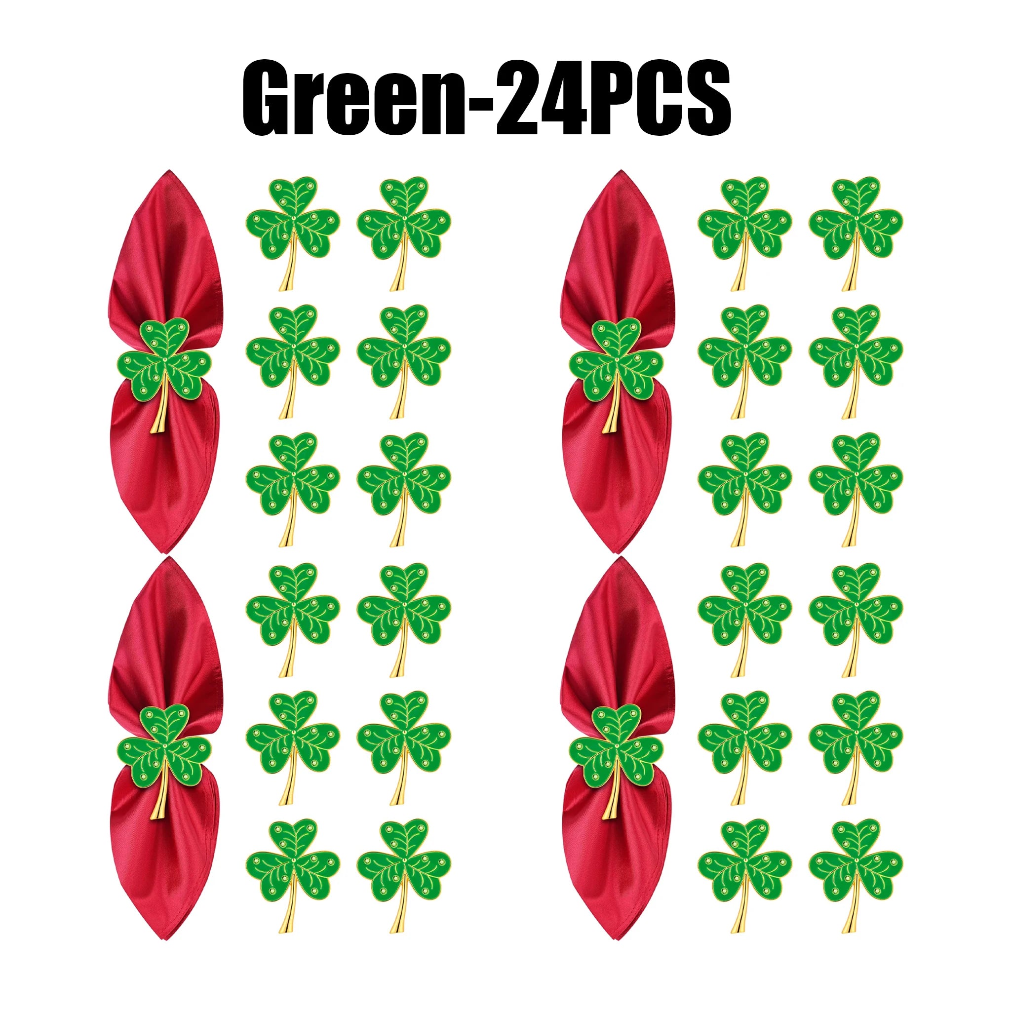 Lucky Clover Rhinestone Napkin Rings Resin Diamond Studded Holders