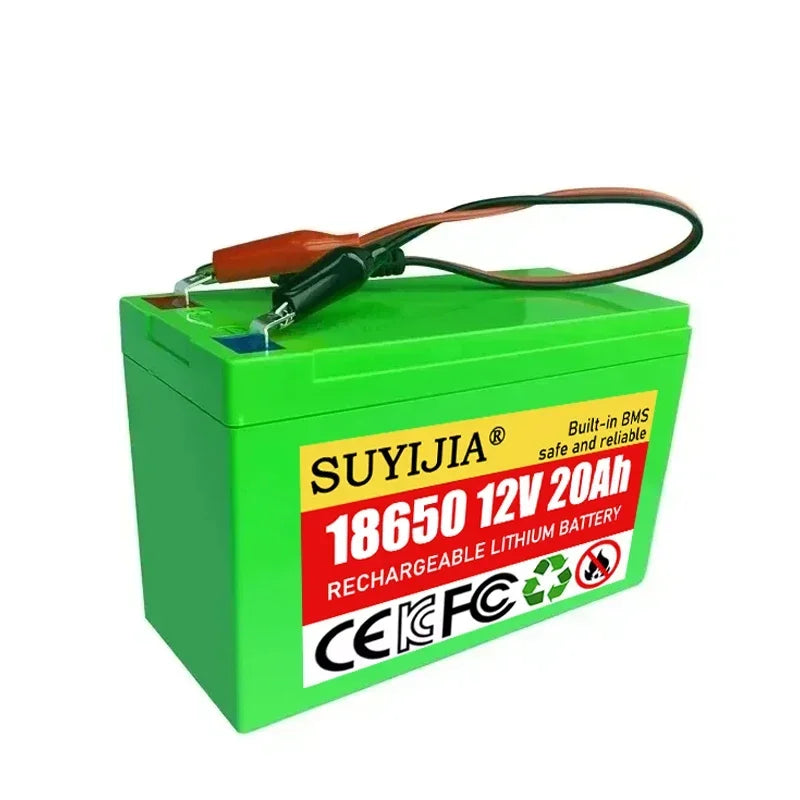 New 12V Li-ion 20Ah 12Ah 18650 Lithium Rechargeable Battery Pack for Sprayer Kids Electric Toy Car Scale Access Control+Charger Zpaxo