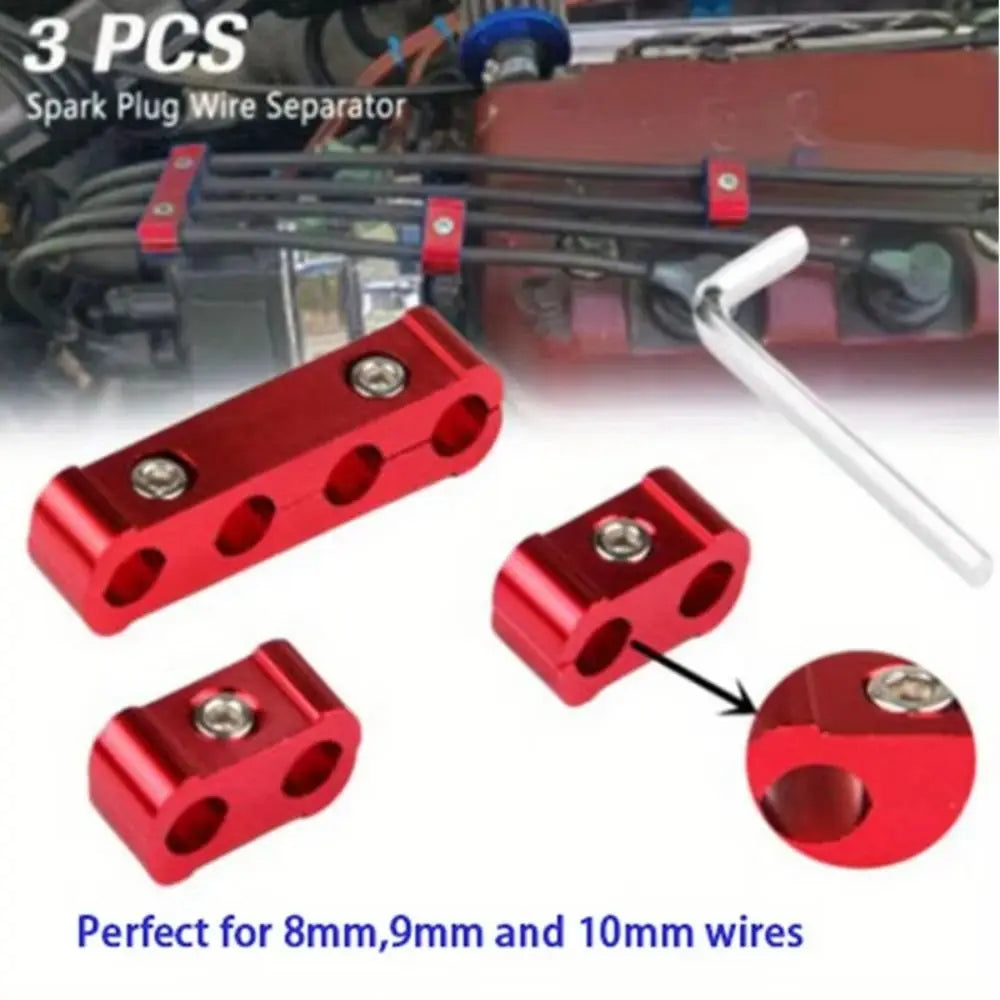 3pcs Three Dividers Spark Plug Wire Dividers Aluminum Performance Ignition Wire Fixing Clamps Durable Construction Zpaxo