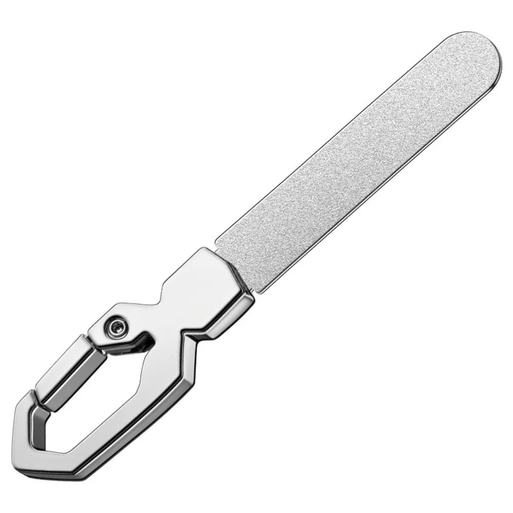 Double-Sided Nail Files Thick Stainless Steel Nails Polishing File Strip with Keychain Hook Nail Care Tools Zpaxo Silver