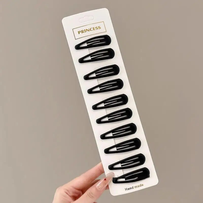 10 Matte Black Geometric Hair Pins Star Wave Square Shape Clips Daily Zpaxo A4