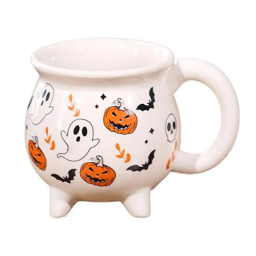 Halloween Mug Ceramic Coffee Spooky Water Drinkware Trick Supports