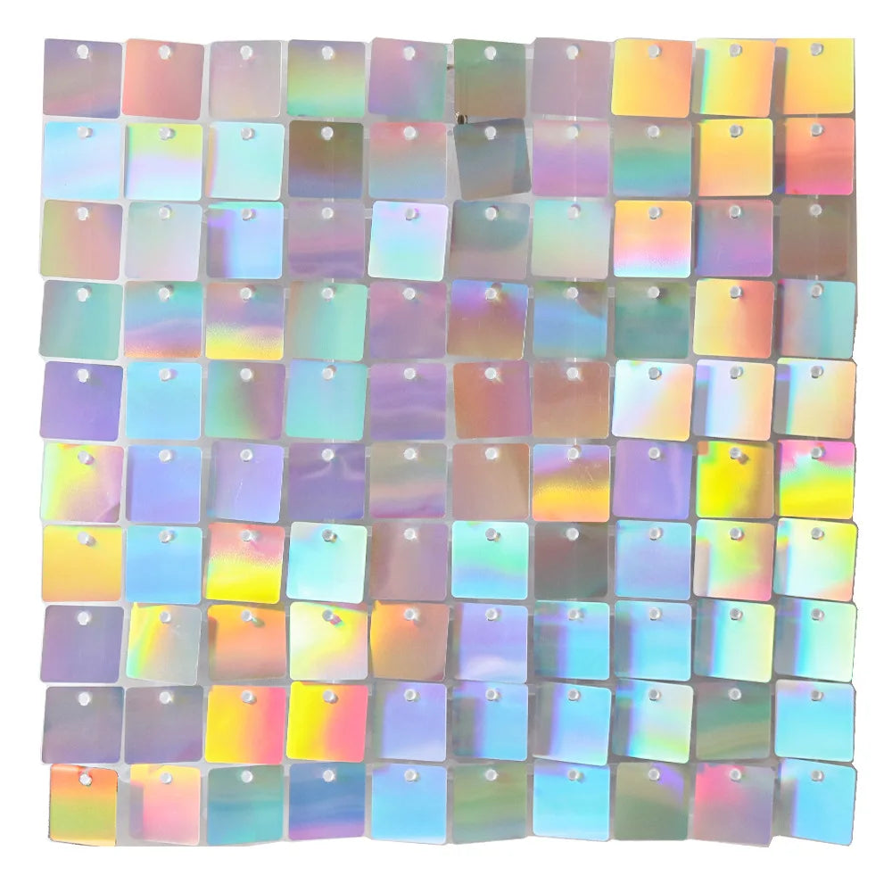 Colorful Glitter Square Shimmer Wall Backdrop Sequin Shiny Panels Zpaxo Colorful Silver 12 Pieces(30x30cm)