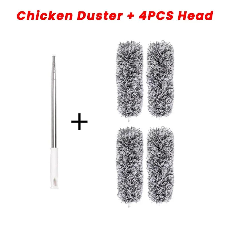 Retractable Microfiber Gap Dust Cleaner Extension Pole Reusable Zpaxo Duster with 4Heads