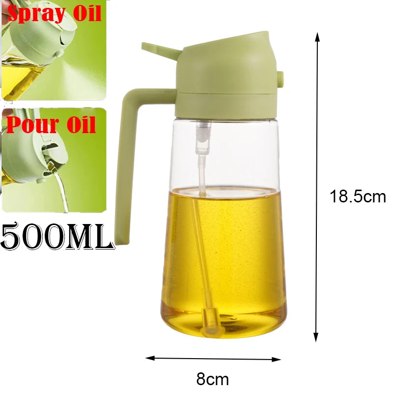 2in1 500ml Plastic kitchen oil sprayer Spray Oil Olive spray bottle for oil Dispenser BBQ Baking Roasting Picnic Kitchen Tool Zpaxo Pour spray green