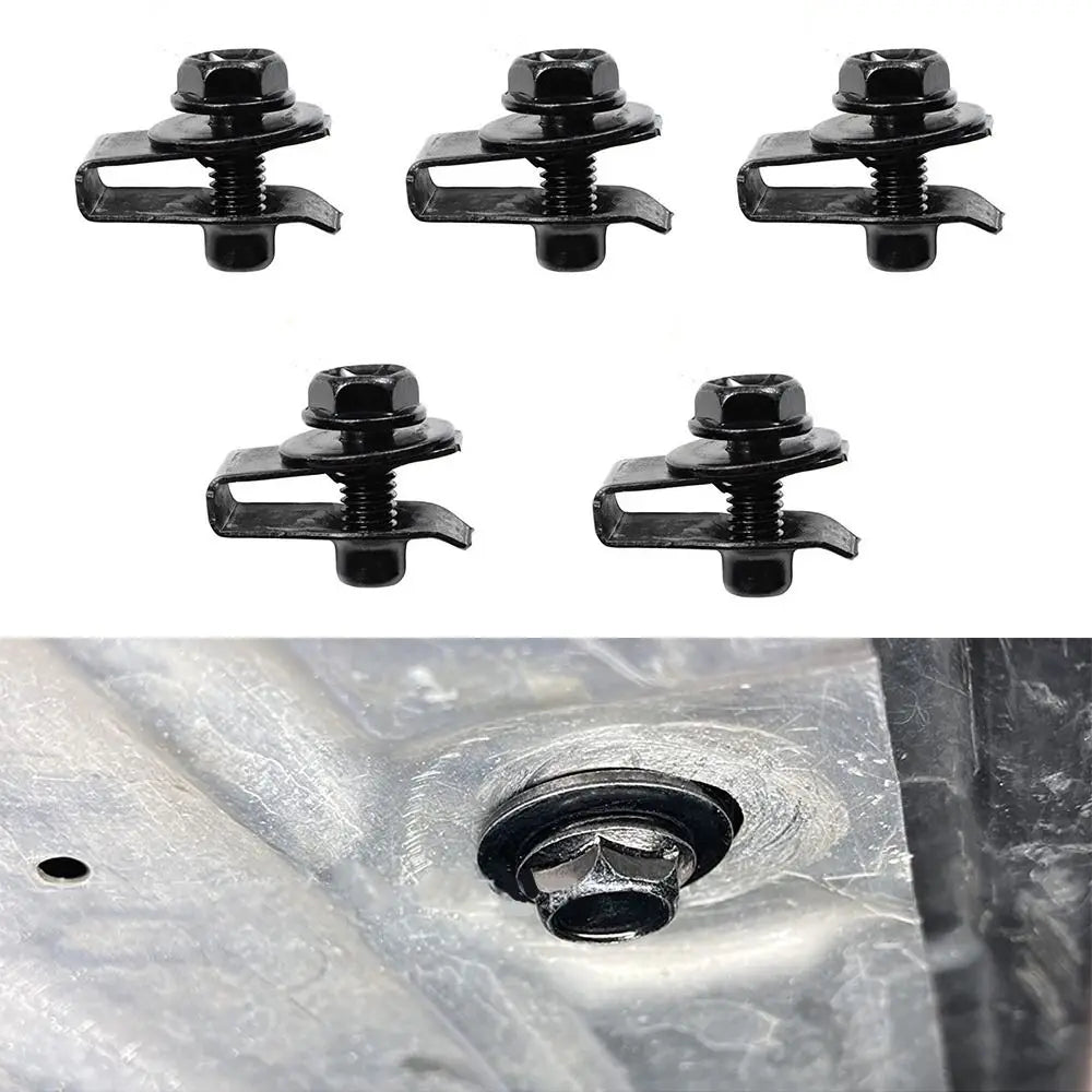 5 M6 Car Body Bolts U-clamp U-nut Clips Black Screw Clamping Splash Zpaxo