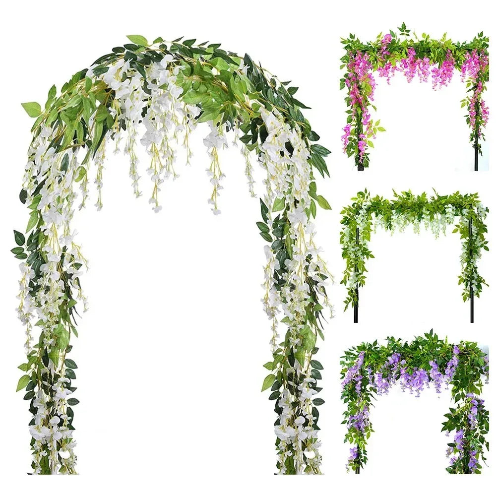 Lush 70 8 Artificial Wisteria Flowers Garland Outdoor Wedding Garden